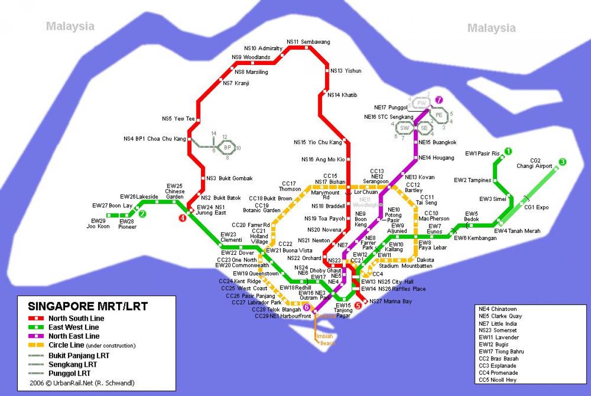 postaja podzemne željeznice Singapur na karti